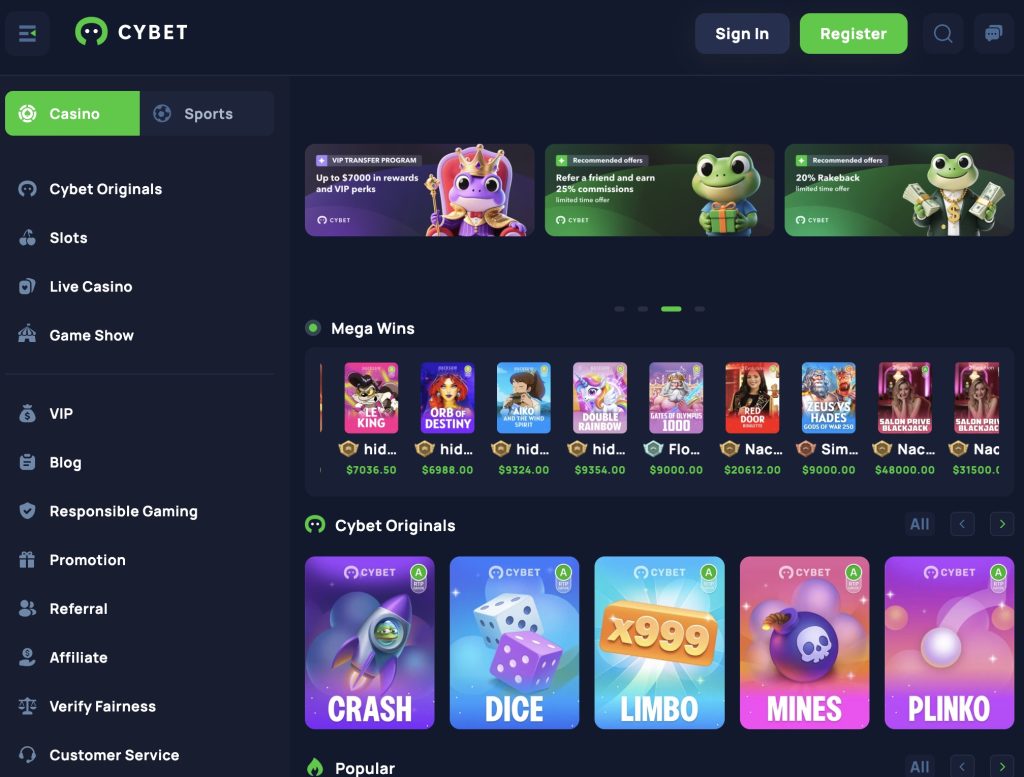 Cybet No KYC Crypto Casino